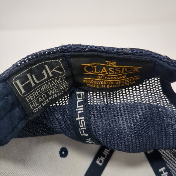 Huk Fishing Patch Snapback Trucker Hat Blue One Size Mesh Back Yupoong - Picture 9 of 9